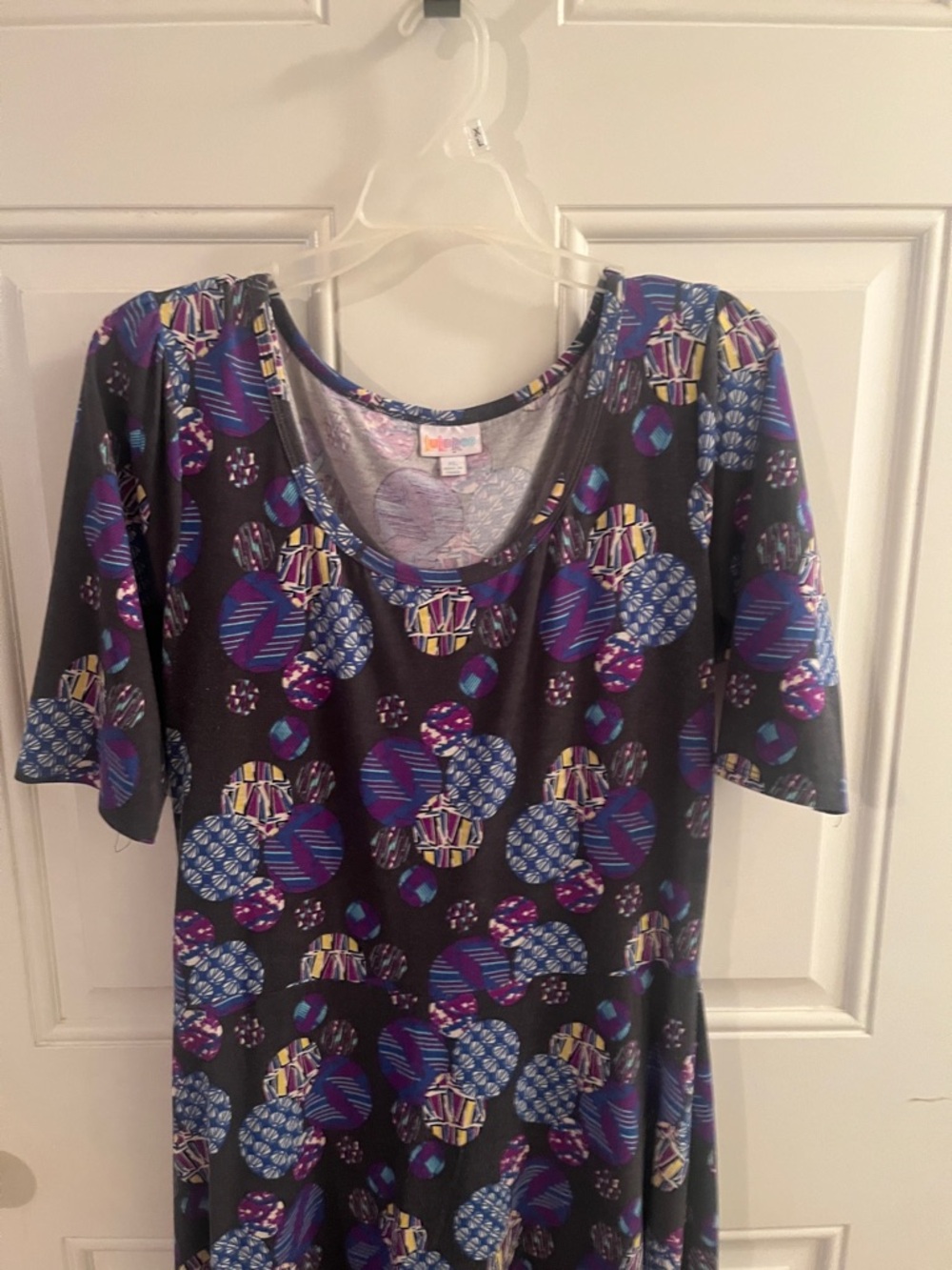 LuLaRoe Purple Patterned Maxi Dress with Multicolor Circles - Picture 3 of 6